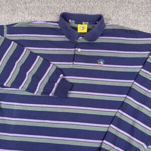 Vintage Duck Head Rugby Shirt Mens XL Blue Striped Golf Long Sleeve Polo Y2K 90s